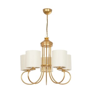 glo-203-0254-203_0254_4 GLOBOSTAR® TRITON 203-0254 VINTAGE ΚΡΕΜΑΣΤΟ ΦΩΤΙΣΤΙΚΟ ΚΑΠΕΛΟ ΠΟΛΥΦΩΤΟ 5 X E27 IP20 ΧΡΥΣΟ ΜΕΤΑΛΛΟ ΜΕ ΜΠΕΖ ΥΦΑΣΜΑ - Μ50 X Π50 X Υ48CM