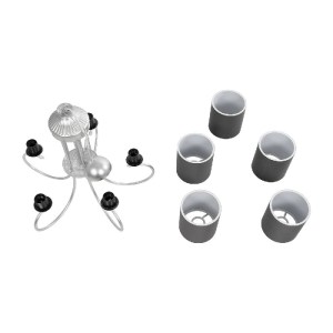 glo-203-0255-203_0255_12 GLOBOSTAR® TRITON 203-0255 VINTAGE ΚΡΕΜΑΣΤΟ ΦΩΤΙΣΤΙΚΟ ΚΑΠΕΛΟ ΠΟΛΥΦΩΤΟ 5 X E27 IP20 ΑΣΗΜΙ ΜΕΤΑΛΛΟ ΜΕ ΓΚΡΙ ΥΦΑΣΜΑ - Μ50 X Π50 X Υ48CM