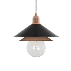 glo-203-0269-203_0269_4 GLOBOSTAR® FERRO 203-0269 ΜΟΝΤΕΡΝΟ ΚΡΕΜΑΣΤΟ ΦΩΤΙΣΤΙΚΟ ΟΡΟΦΗΣ ΜΕ ΝΤΟΥΙ 1 X E27 AC 220-240V IP20 - ΜΑΥΡΟ & ΧΑΛΚΙΝΟ - Μ30 X Π30 X Υ19CM