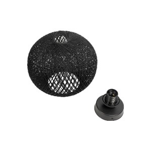 glo-203-0271-203_0271_7 GLOBOSTAR® CORDE 203-0271 ΜΟΝΤΕΡΝΟ ΦΩΤΙΣΤΙΚΟ ΟΡΟΦΗΣ ΜΕ ΝΤΟΥΙ 1 X E27 AC 220-240V IP20 - ΜΑΥΡΟ - Μ25 X Π25 X Υ26CM