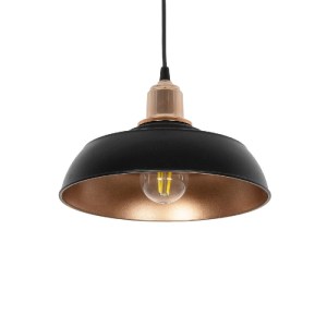 glo-203-0280-201_0280_1 GLOBOSTAR® LOAN 203-0280 ΜΟΝΤΕΡΝΟ ΚΡΕΜΑΣΤΟ ΦΩΤΙΣΤΙΚΟ ΟΡΟΦΗΣ ΜΕ ΝΤΟΥΙ 1 X E27 AC 220-240V IP20 - ΜΑΥΡΟ & ΜΠΡΟΝΖΕ  - Μ25.5 X Π25.5 X Υ17CM