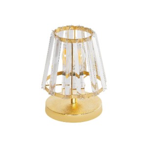 glo-204-0064-204_0064_0 GLOBOSTAR® GLASSY 204-0064 ΜΟΝΤΕΡΝΟ ΕΠΙΤΡΑΠΕΖΙΟ ΦΩΤΙΣΤΙΚΟ ΠΟΡΤΑΤΙΦ ΜΕ ΝΤΟΥΙ 1 X E27 AC 220-240V IP20 - ΧΡΥΣΟ & ΔΙΑΦΑΝΟ - Μ18 X Π180 X Υ22CM