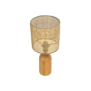 glo-204-0065-204_0065_5 GLOBOSTAR® HARD 204-0065 BOHO ΕΠΙΤΡΑΠΕΖΙΟ ΦΩΤΙΣΤΙΚΟ ΠΟΡΤΑΤΙΦ ΜΕ ΝΤΟΥΙ 1 X E14 AC 220-240V IP20 - ΚΑΦΕ & ΜΠΕΖ - Μ15 X Π15 X Υ35CM