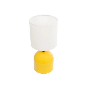 glo-204-0137-204_0137_5 GLOBOSTAR® LOREN 204-0137 ΜΟΝΤΕΡΝΟ ΕΠΙΤΡΑΠΕΖΙΟ ΦΩΤΙΣΤΙΚΟ ΠΟΡΤΑΤΙΦ ΜΕ ΝΤΟΥΙ 1 X E14 AC 220-240V IP20 - ΚΙΤΡΙΝΟ & ΜΠΕΖ - Μ15,5 X Π15,5 X Υ33CM