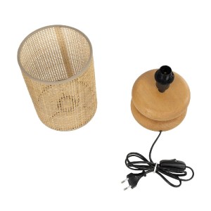 glo-204-0143-204_0143_9 GLOBOSTAR® KLOO 204-0143 BOHO ΕΠΙΤΡΑΠΕΖΙΟ ΦΩΤΙΣΤΙΚΟ ΠΟΡΤΑΤΙΦ ΜΕ ΝΤΟΥΙ 1 X E14 AC 220-240V IP20 - ΚΑΦΕ & ΜΠΕΖ - Μ15 X Π15 X Υ35CM