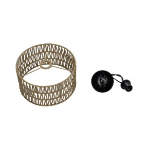 glo-204-0166-204_0166_10 GLOBOSTAR® POMEGRANDE 204-0166 BOHO ΚΡΕΜΑΣΤΟ ΦΩΤΙΣΤΙΚΟ ΟΡΟΦΗΣ ΜΕ ΝΤΟΥΙ 1 X E27 AC 220-240V IP20 - ΜΠΕΖ - Μ30 X Π30 X Υ18CM