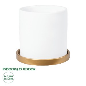 glo-20444-20444_0 GLOBOSTAR® ARTIFICIAL GARDEN KASOS 20444 ΠΗΛΙΝΟ ΚΕΡΑΜΙΚΟ ΚΑΣΠΩ ΓΛΑΣΤΡΑ - FLOWER POT ΛΕΥΚΟ 