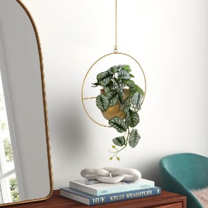 glo-20486-dc6239_20601_20486 GLOBOSTAR® ARTIFICIAL GARDEN TILOS 20486 ΚΡΕΜΑΣΤΟ ΜΕΤΑΛΛΙΚΟ ΚΑΣΠΩ ΓΛΑΣΤΡΑ - FLOWER POT ΧΡΥ