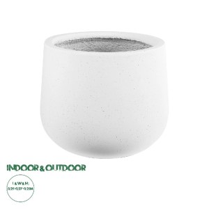 glo-20802-20802_00 GLOBOSTAR® ARTIFICIAL GARDEN CHELSEA 20802 ΔΙΑΚΟΣΜΗΤΙΚΟ ΠΟΛΥΕΣΤΕΡΙΚΟ ΤΣΙΜΕΝΤΕΝΙΟ ΚΑΣΠΩ ΓΛΑΣΤΡΑ - FLOWER POT ΛΕΥΚΟ ΜΕ ΜΑΥΡΕΣ ΛΕΠΤΟΜΕΡΙΕΣ Μ25 X Π27 X Υ25CM