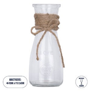 glo-35611-35611_0 GLOBOSTAR® LUCY 35611 ΔΙΑΚΟΣΜΗΤΙΚΟ ΒΑΖΟ ΓΥΑΛΙΝΟ ΔΙΑΦΑΝΟ ΜΕ ΣΧΟΙΝΙ Φ7.3 X Υ17.5CM