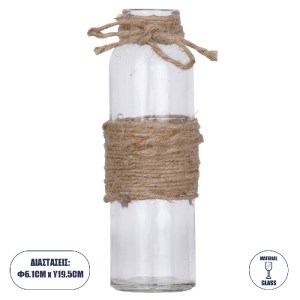 glo-35613-35613_0 GLOBOSTAR® LUCY 35613 ΔΙΑΚΟΣΜΗΤΙΚΟ ΒΑΖΟ ΓΥΑΛΙΝΟ ΔΙΑΦΑΝΟ ΜΕ ΣΧΟΙΝΙ Φ5.7 X Υ19.3CM