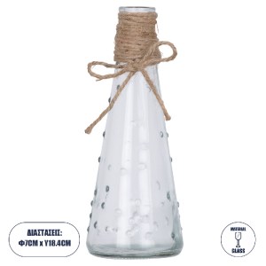 glo-35616-35616_0 GLOBOSTAR® LUCY 35616 ΔΙΑΚΟΣΜΗΤΙΚΟ ΒΑΖΟ ΓΥΑΛΙΝΟ ΔΙΑΦΑΝΟ ΜΕ ΣΧΟΙΝΙ Φ7 X Υ18.1CM