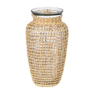 glo-35621-35621_0 GLOBOSTAR® MANDY 35621 ΔΙΑΚΟΣΜΗΤΙΚΟ ΒΑΖΟ ΓΥΑΛΙΝΟ ΔΙΑΦΑΝΟ ΜΕ ΜΠΑΜΠΟΥ Φ11.5 X Υ21CM