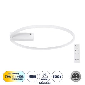 glo-60981-5b4776_60981_0 GLOBOSTAR® CINDERELLA 60981 ΦΩΤΙΣΤΙΚΟ ΟΡΟΦΗΣ ΔΑΧΤΥΛΙΔΙ-ΚΥΚΛΟΣ LED CCT 30W 3360LM 360° AC 2