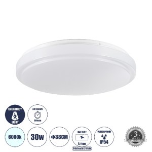 glo-60992-3ee34b_60992_0 GLOBOSTAR® EMERGANO 60992 ΠΛΑΦΟΝΙΕΡΑ ΟΡΟΦΗΣ LED 30W 3000LM 120° AC 220-240V ΜΕ ΕΝΣΩΜΑΤΩΜΕΝ