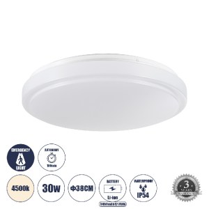 glo-60993-60993_0 GLOBOSTAR® EMERGANO 60993 ΠΛΑΦΟΝΙΕΡΑ ΟΡΟΦΗΣ LED 30W 2850LM 120° AC 220-240V ΜΕ ΕΝΣΩΜΑΤΩΜΕΝ