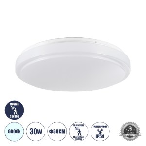 glo-60994-60994_0 GLOBOSTAR® SENSORANO 60994 ΠΛΑΦΟΝΙΕΡΑ ΟΡΟΦΗΣ LED 30W 3000LM 120° AC 220-240V ΜΕ ΕΝΣΩΜΑΤΩΜΕ