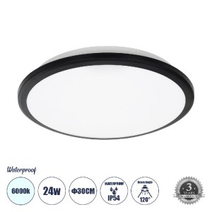glo-60996-e39a6e_60996_00 GLOBOSTAR® TUFFIN 60996 ΠΛΑΦΟΝΙΕΡΑ ΟΡΟΦΗΣ LED 24W 2760LM 120° AC 220-240V ΑΔΙΑΒΡΟΧΗ IP54 Φ