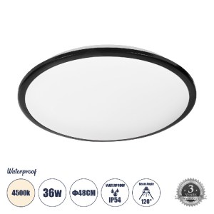 glo-60999-60999_0 GLOBOSTAR® TUFFIN 60999 ΦΩΤΙΣΤΙΚΟ ΠΛΑΦΟΝΙΕΡΑ ΟΡΟΦΗΣ LED 36W 3960LM 120° AC 220-240V ΑΔΙΑΒΡ