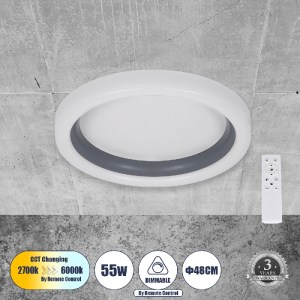 glo-61036-61036_0 GLOBOSTAR® ARIANA 61036 ΠΛΑΦΟΝΙΕΡΑ ΟΡΟΦΗΣ ΚΥΚΛΟΣ LED CCT 55W 6376LM 120° AC 220-240V - ΕΝΑ