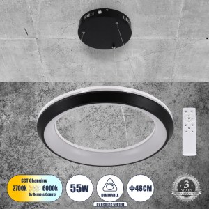 glo-61043-61043_0 GLOBOSTAR® MELINA 61043 ΚΡΕΜΑΣΤΗ ΠΛΑΦΟΝΙΕΡΑ ΟΡΟΦΗΣ ΚΥΚΛΟΣ LED CCT 55W 6376LM 120° AC 220-2