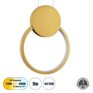 glo-61075-61075_0 GLOBOSTAR® CYCLOS 61075 ΚΡΕΜΑΣΤΟ ΦΩΤΙΣΤΙΚΟ ΟΡΟΦΗΣ DESIGN LED CCT 9W 1080LM 300° AC 220-240