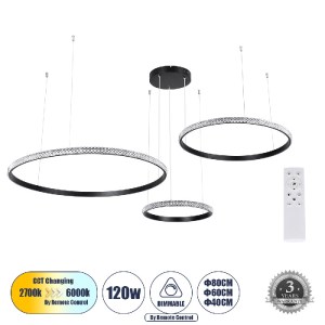 glo-61144-61144_0 GLOBOSTAR® DIAMOND TRIO 61144 ΜΟΝΤΕΡΝΟ ΚΡΕΜΑΣΤΟ ΦΩΤΙΣΤΙΚΟ ΟΡΟΦΗΣ LED 120W 14723LM 360° AC 