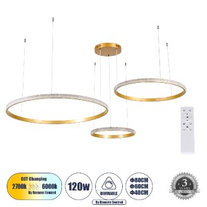 glo-61145-61145_0 GLOBOSTAR® DIAMOND TRIO 61145 ΜΟΝΤΕΡΝΟ ΚΡΕΜΑΣΤΟ ΦΩΤΙΣΤΙΚΟ ΟΡΟΦΗΣ LED 120W 14723LM 360° AC 