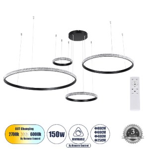 glo-61148-61148_0 GLOBOSTAR® DIAMOND TETRA 61148 ΚΡΕΜΑΣΤΟ ΦΩΤΙΣΤΙΚΟ ΔΑΧΤΥΛΙΔΙ-ΚΥΚΛΟΣ LED CCT 150W 18379LM 36