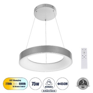 glo-61242-ae36bb_61242_000 GLOBOSTAR® SALEM 61242 ΜΟΝΤΕΡΝΟ ΚΡΕΜΑΣΤΟ ΦΩΤΙΣΤΙΚΟ ΟΡΟΦΗΣ LED 75W 8625LM 120° AC 220-240V IP20 ΡΥΘΜΙΖΟΜΕΝΟ ΛΕΥΚΟ CCT ΜΕ ΧΕΙΡΙΣΤΗΡΙΟ ΑΠΟ 2700K ΕΩΣ 6000K DIMMABLE -