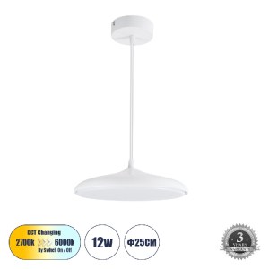 glo-61252-61252_00 GLOBOSTAR® BARON 61252 ΚΡΕΜΑΣΤΗ ΠΛΑΦΟΝΙΕΡΑ ΟΡΟΦΗΣ LED CCT 12W 1440LM 120° AC 220-240V - ΕΝ