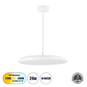 glo-61255-920212_61255_00 GLOBOSTAR® BARON 61255 ΚΡΕΜΑΣΤΗ ΠΛΑΦΟΝΙΕΡΑ ΟΡΟΦΗΣ LED CCT 24W 2880LM 120° AC 220-240V - ΕΝ