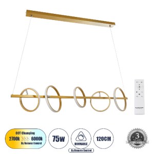 glo-61322-ee5476_61322_0 GLOBOSTAR® CIRCOLARE 61322 ΚΡΕΜΑΣΤΟ ΦΩΤΙΣΤΙΚΟ ΟΡΟΦΗΣ DESIGN LED CCT 75W 8400LM 360° AC 220