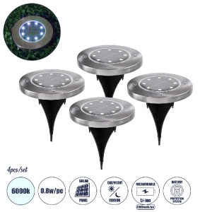 glo-69929-906cbe_69929_0 GLOBOSTAR® 69929 ΣΕΤ 4 ΤΕΜΑΧΙΩΝ ΑΥΤΟΝΟΜΑ ΗΛΙΑΚΑ ΦΩΤΙΣΤΙΚΑ LED SMD 0.80W/ΤΕΜ. 80LM/ΤΕΜ. ΜΕ 