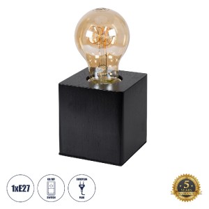 glo-99407-99407_0 GLOBOSTAR® WOODBOX 99407 ΜΟΝΤΕΡΝΟ ΕΠΙΤΡΑΠΕΖΙΟ ΦΩΤΙΣΤΙΚΟ ΠΟΡΤΑΤΙΦ ΜΟΝΟΦΩΤΟ 1 X E27 AC220-24