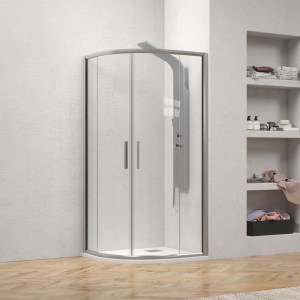 karag - EFEA20090 ΚΑΜΠΙΝΑ ΗΜΙΚΥΚΛΙΚΗ ΜΕ ΔΙΑΦΑΝΟ ΚΡΥΣΤΑΛΛΟ EFE 200 SILVER KARAG 90X90X190CM