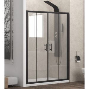karag - FLO600160NE ΚΑΜΠΙΝΑ ΑΠΟ ΤΟΙΧΟ ΣΕ ΤΟΙΧΟ ΜΕ ΔΙΑΦΑΝΟ ΚΡΥΣΤΑΛΛΟ FLORA 600 BLACK KARAG 160X190CM