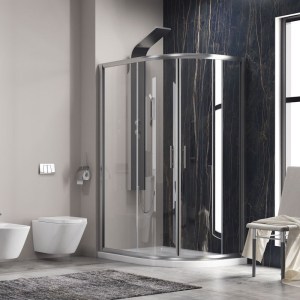 karag - FLO65090120 ΚΑΜΠΙΝΑ ΑΣΥΜΜΕΤΡΗ ΗΜΙΚΥΚΛΙΚΗ ΜΕ ΔΙΑΦΑΝΟ ΚΡΥΣΤΑΛΛΟ FLORA 650 CROMO KARAG 90X120X190CM