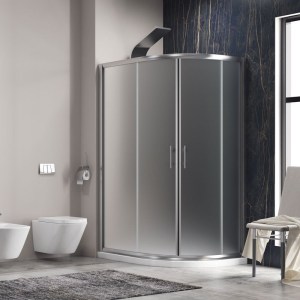 karag - FLOS65080100 ΚΑΜΠΙΝΑ ΑΣΥΜΜΕΤΡΗ ΗΜΙΚΥΚΛΙΚΗ ΜΕ ΣΑΤΙΝΕ ΚΡΥΣΤΑΛΛΟ FLORA 650 CROMO KARAG 80X100X190CM