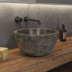 karag - LEYLA-GR ΝΙΠΤΗΡΑΣ ΕΠΙΚΑΘΗΜΕΝΟΣ ΠΕΤΡΙΝΟΣ LEYLA GREY KARAG Ø40X20CM