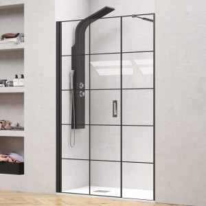 karag-NE5P11430 ΚΑΜΠΙΝΑ ΑΠΟ ΤΟΙΧΟ ΣΕ ΤΟΙΧΟ ΜΕ FRAME ΚΡΥΣΤΑΛΛΟ NERO 5 PORTA BLACK KARAG 114X200CM (30CM ΣΤΑΘΕΡΟ)