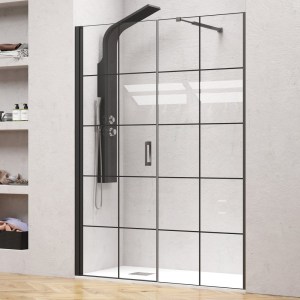 karag - NE5P154 ΚΑΜΠΙΝΑ ΑΠΟ ΤΟΙΧΟ ΣΕ ΤΟΙΧΟ ΜΕ FRAME ΚΡΥΣΤΑΛΛΟ NERO 5 PORTA BLACK KARAG 154X200CM (80CM ΣΤΑΘΕΡΟ)