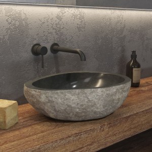 karag-RIVER-40 ΝΙΠΤΗΡΑΣ ΕΠΙΚΑΘΗΜΕΝΟΣ ΠΕΤΡΙΝΟΣ RIVER GREY KARAG Ø40-45X15CM