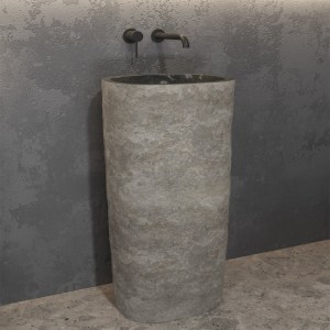 karag - RIVER90-GR ΝΙΠΤΗΡΑΣ ΕΠΙΔΑΠΕΔΙΟΣ ΠΕΤΡΙΝΟΣ RIVER GREY KARAG Ø40X90CM