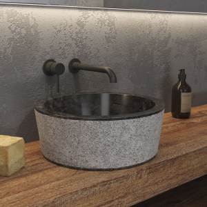 karag - TIMUR-NR ΝΙΠΤΗΡΑΣ ΕΠΙΚΑΘΗΜΕΝΟΣ ΠΕΤΡΙΝΟΣ TIMUR NERO KARAG Ø40X15CM