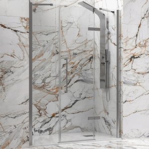 karag - TINBR600160514 ΚΑΜΠΙΝΑ ΑΠΟ ΤΟΙΧΟ ΣΕ ΤΟΙΧΟ ΜΕ ΔΙΑΦΑΝΟ ΚΡΥΣΤΑΛΛΟ TINOS 600 BRUSHED INOX KARAG 160X200CM (ΣΤΑΘΕΡΟ 36CM