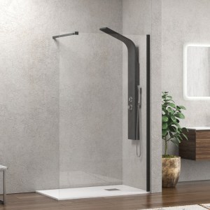 karag - WAL1N100 ΣΤΑΘΕΡΟ ΔΙΑΧΩΡΙΣΤΙΚΟ ΝΤΟΥΖΙΕΡΑΣ ΜΕ ΔΙΑΦΑΝΟ ΚΡΥΣΤΑΛΛΟ WALKIN 1 BLACK KARAG 100X200CM