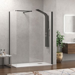 karag - WAL2N120 ΣΤΑΘΕΡΑ ΔΙΑΧΩΡΙΣΤΙΚΑ ΝΤΟΥΖΙΕΡΑΣ ΜΕ ΔΙΑΦΑΝΟ ΚΡΥΣΤΑΛΛΟ WALKIN 2 BLACK KARAG 120X200CM