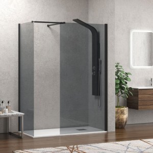 karag - WAL2NF120 ΣΤΑΘΕΡΑ ΔΙΑΧΩΡΙΣΤΙΚΑ ΝΤΟΥΖΙΕΡΑΣ ΜΕ FUME ΚΡΥΣΤΑΛΛΟ WALKIN 2 BLACK KARAG 120X200CM