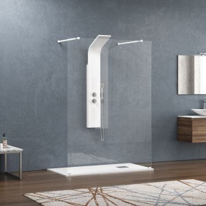 karag - WAL3B118 ΣΤΑΘΕΡΟ ΔΙΑΧΩΡΙΣΤΙΚΟ ΝΤΟΥΖΙΕΡΑΣ ΜΕ ΔΙΑΦΑΝΟ ΚΡΥΣΤΑΛΛΟ WALKIN 3 WHITE KARAG 118X200CM
